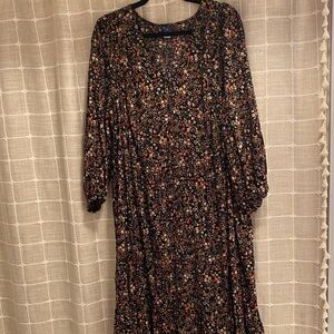 Old Navy Black Floral Long Sleeve Dress
